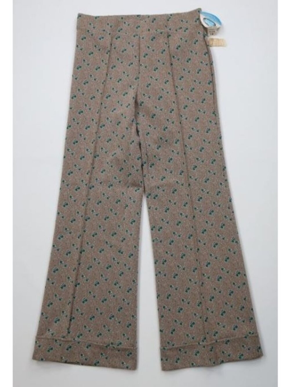 Deadstock Vintage 70s Womens 14 Flower Knit Wide Leg Bell Bottoms Pants Japan